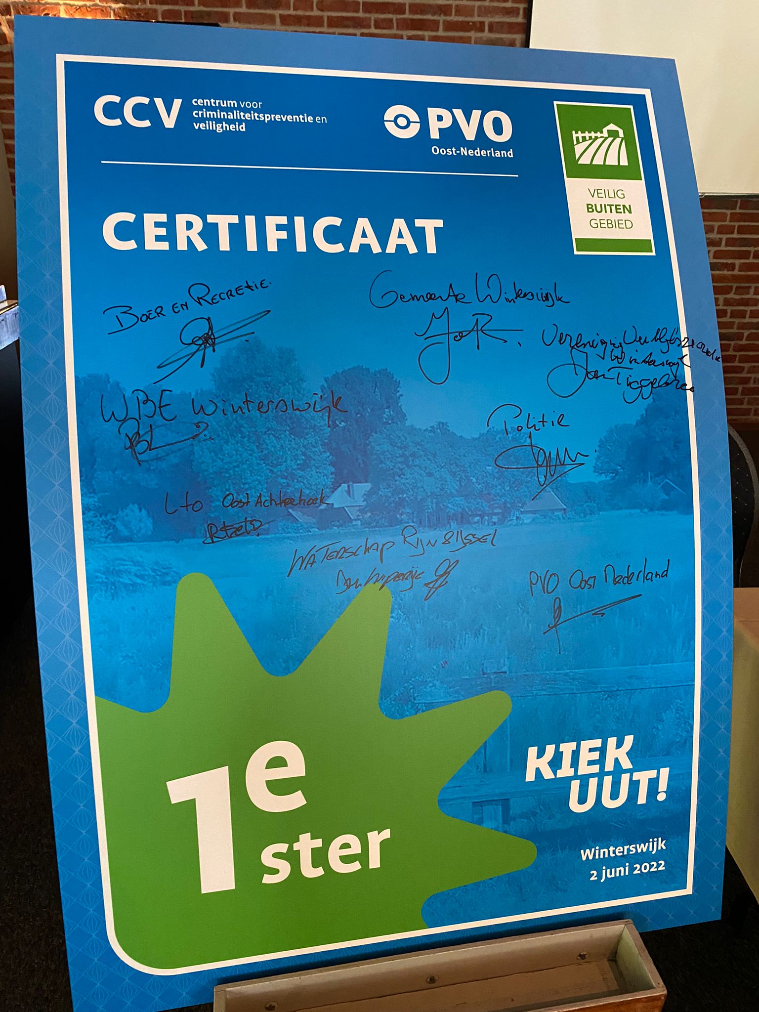 Certificaat KIEKUUT Veilig buitengebied Winterswijk